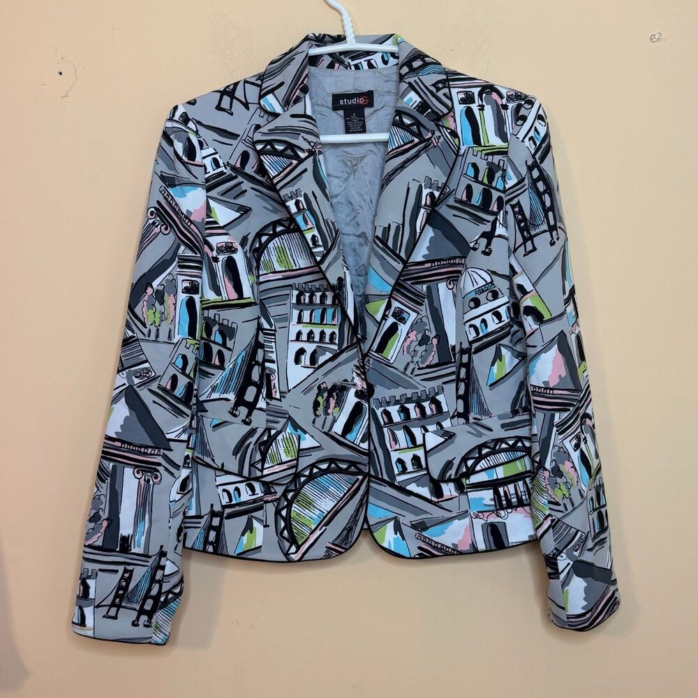 Studio G Architecture Print Blazer vibrant maximalist size 6